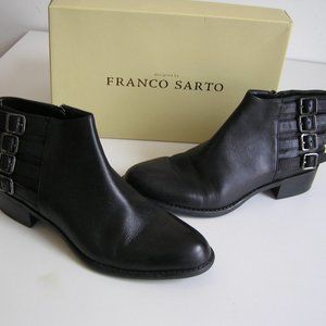 Woman's Franco Sarto Black Ankle Boots Size 7.5